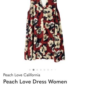 Peach Love California Red and Cream Floral Mini Dress